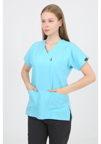 Turkuaz - Füme Kombin Unisex Uniforma (Likralı) S - Takım - Hayır Isim Yazılmasın fiyatları