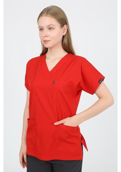 Kırmızı - Füme Kombin Unisex Uniforma (Likralı) S - Takım - Hayır Isim Yazılmasın fiyatları