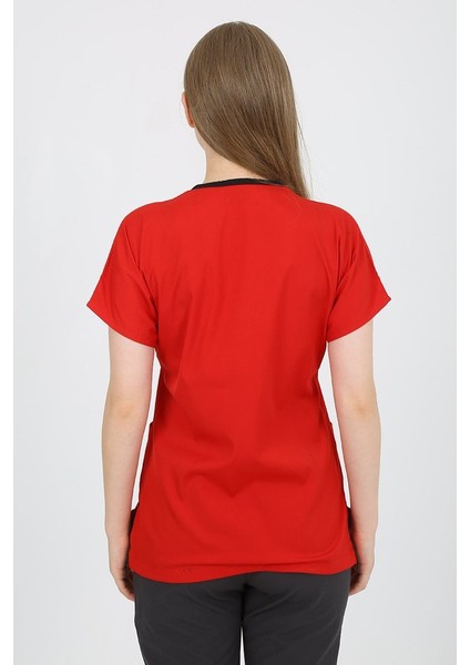 Kırmızı - Füme Kombin Unisex Uniforma (Likralı) S - Takım - Hayır Isim Yazılmasın modelleri