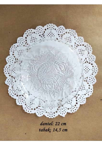50 Adet 22 cm Yuvarlak Dantel Kağıt Tabak Altlığı