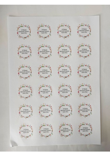 48 Adet 4 cm Öğretmenler Gününüz Kutlu Olsun Baskılı Yuvarlak Etiket Sticker