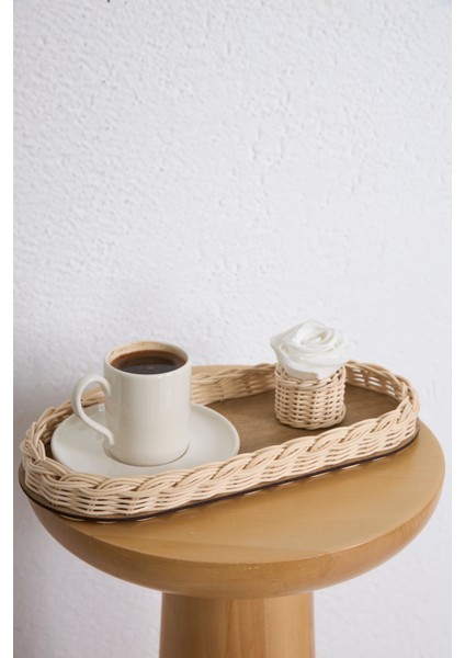 2'li Set Rattan Düzenleyici & Rattan Güllük Sunum Seti Düzenleyici Tepsi, Kahve Sunumluğu fiyatları
