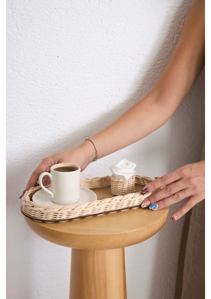 2'li Set Rattan Düzenleyici & Rattan Güllük Sunum Seti Düzenleyici Tepsi, Kahve Sunumluğu modelleri