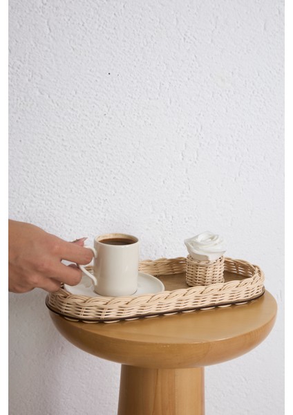 2'li Set Rattan Düzenleyici & Rattan Güllük Sunum Seti Düzenleyici Tepsi, Kahve Sunumluğu fırsatları