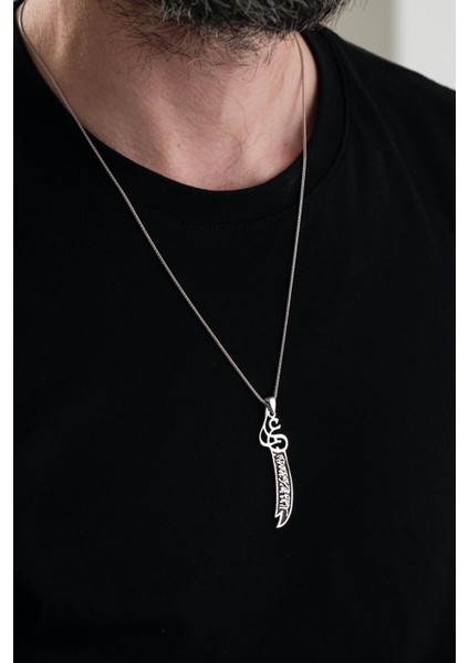 Ali'den Başka Yiğit Yoktur Yazılı Zülfikar Kılıç Gümüş Erkek Kolye fiyatları