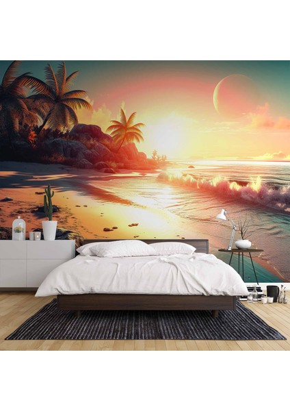 Günbatımı Sahil ve Deniz Manzaralı Duvar Kağıdı fiyatları