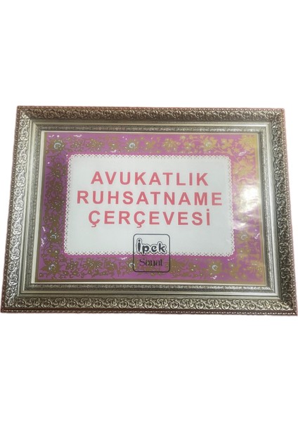 Avukatlık Ruhsat Çerçevesi Gümüş Varaklı - 33 x 48 - Hakiki Camlı Ruhsat Çerçevesi modelleri