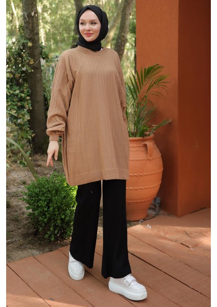 Balon Kol Triko Tunik Camel HM2519
