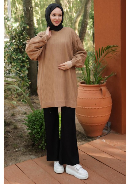 Balon Kol Triko Tunik Camel HM2519