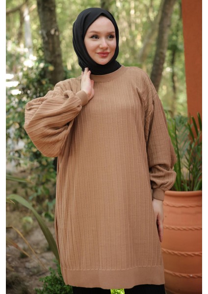Balon Kol Triko Tunik Camel HM2519