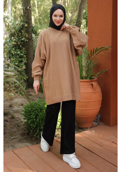 Balon Kol Triko Tunik Camel HM2519