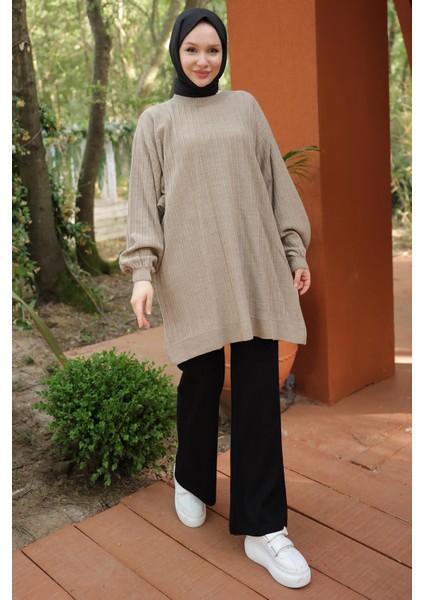 Balon Kol Triko Tunik Vizon HM2519