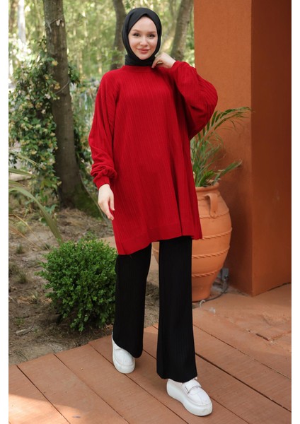 Balon Kol Triko Tunik Kırmızı HM2519 fiyatları