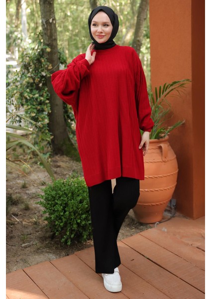 Balon Kol Triko Tunik Kırmızı HM2519 fırsatları