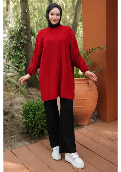 Balon Kol Triko Tunik Kırmızı HM2519 indirimleri