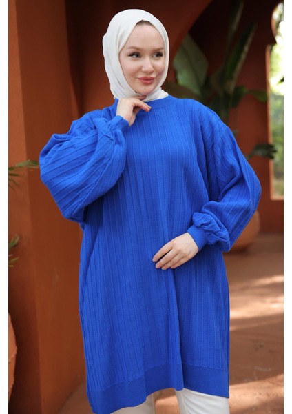 Balon Kol Triko Tunik Saks HM2519