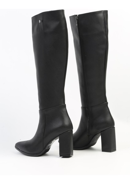 Pierre Cardin® | PC-52427-3076 Siyah Cilt - Kadın Topuklu Çizme