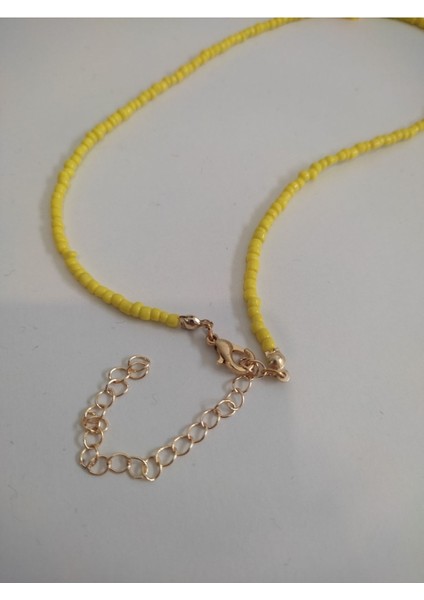 Sarı Kum Boncuklu Murano Boncuk Kolye