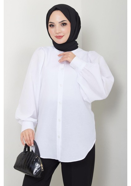 Balon Kol Gömlek Beyaz HM2639