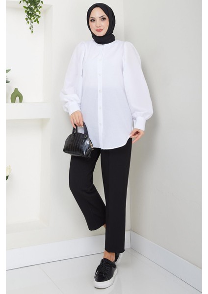 Balon Kol Gömlek Beyaz HM2639 fiyatları