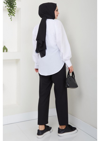 Balon Kol Gömlek Beyaz HM2639 indirimleri