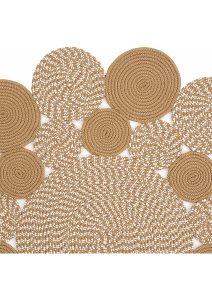 Luke 432 Natural Yuvarlak Halı Bohem Örgü Hasır Kilim Dekoratif Mutfak Balkon Banyo Halısı modelleri