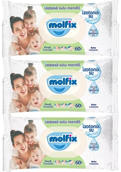 Nessiworld Molfix Izotonik Sulu Ferah Temizlik Islak Havlu Mendil 3'lü 180 Yaprak