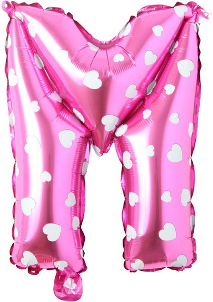 M Harf Pembe Folyo Balon 16 Inç 36 cm
