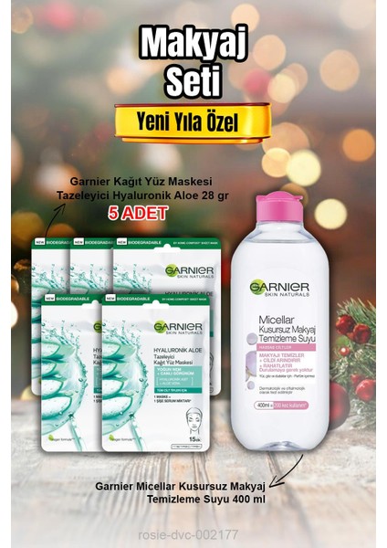 Tazeleyici Hyaluronik Aloe Kağıt Maske x 5 ve Micellar Makyaj Temizleme Suyu