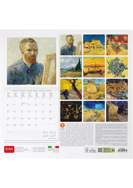 Duvar Takvimi 2025 Sanat Vincent Van Gogh