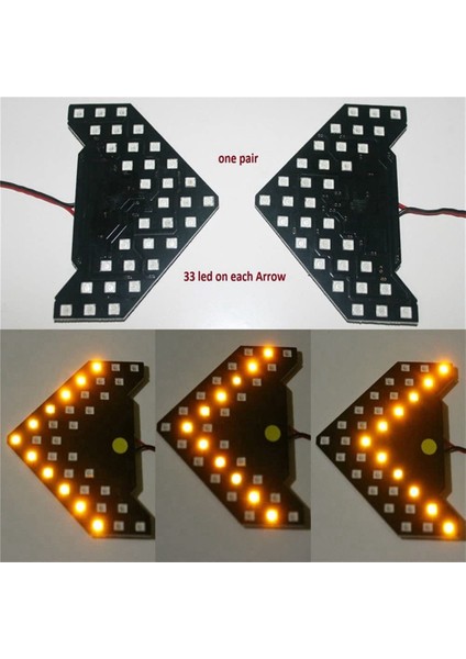 Adet 33 Smd Araba LED Dikiz Aynası Göstergesi Dönüş Sinyali Işığı Dikiz Aynası Lambası Araba Aksesuarları, Sarı Işık (Yurt Dışından)