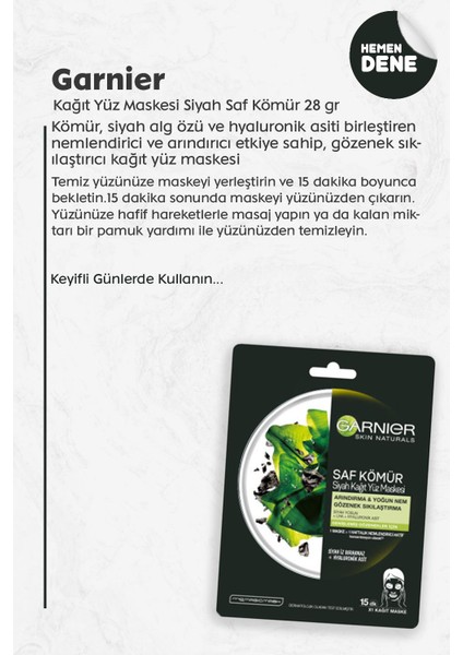 Siyah Saf Kömür Kağıt Maske x 5 ve Micellar Makyaj Temizleme Suyu fiyatları