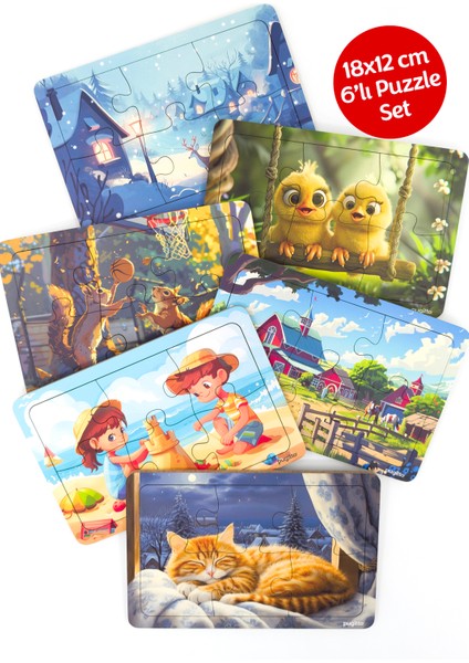 Ahşap Eğitici Puzzle Yapboz Bultak 6 Parçalı 6’lı Set (5)