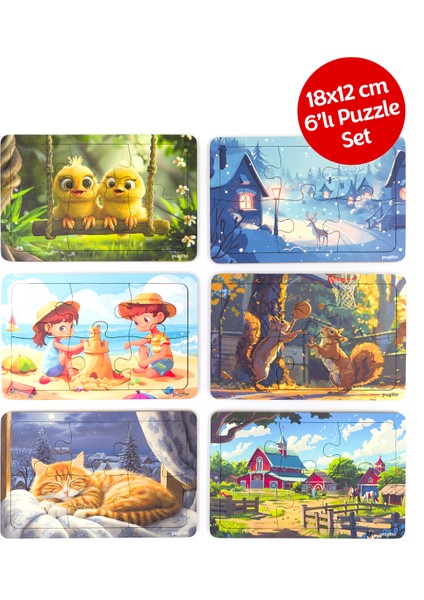 Ahşap Eğitici Puzzle Yapboz Bultak 6 Parçalı 6’lı Set (5)