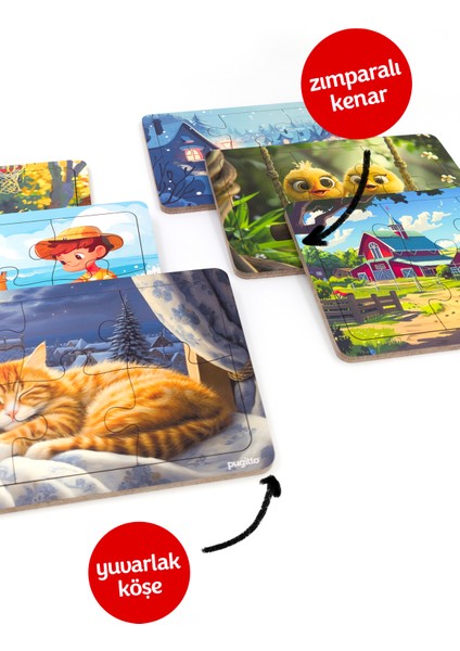 Ahşap Eğitici Puzzle Yapboz Bultak 6 Parçalı 6’lı Set (5)