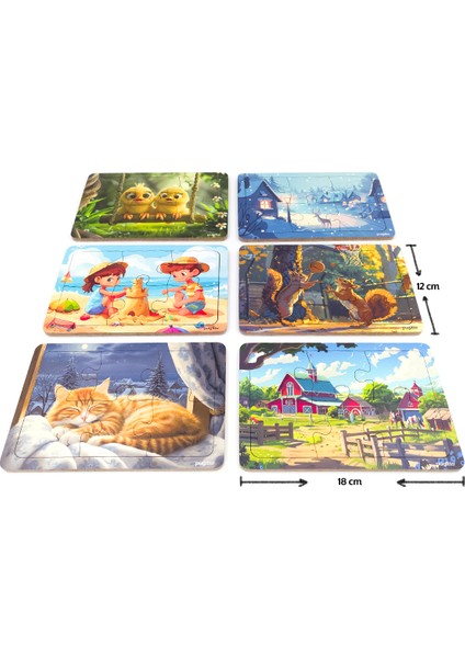 Ahşap Eğitici Puzzle Yapboz Bultak 6 Parçalı 6’lı Set (5)