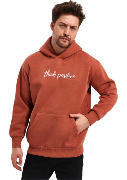 Unisex Baskılı Şardonlu Kapşonlu Sweat