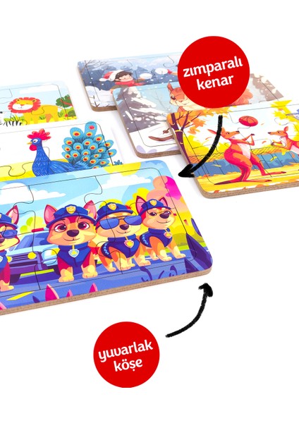 Eğitici Ahşap Puzzle Yapboz Bultak 6 Parçalı 6’lı Set