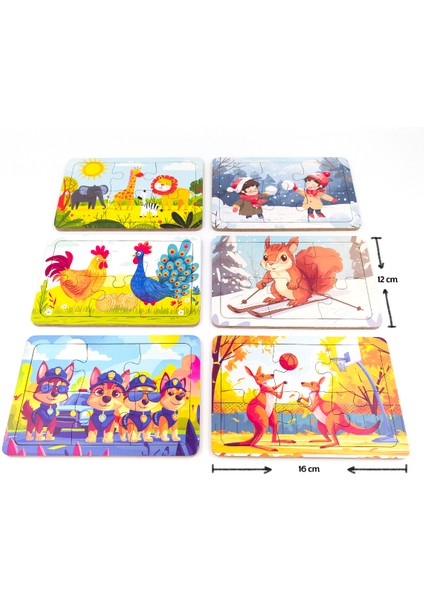 Eğitici Ahşap Puzzle Yapboz Bultak 6 Parçalı 6’lı Set