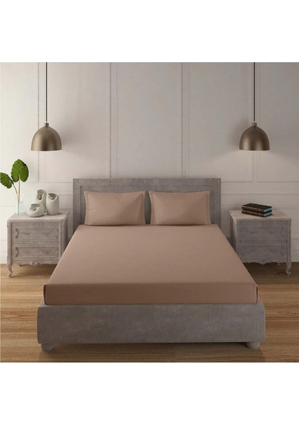 Lü x Lastikli Penye Çarşaf 100 x 200 cm Cappuccino Renk