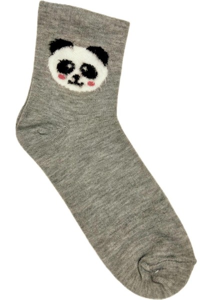 6 Çift Panda Desenli Penye Kadın Çorap