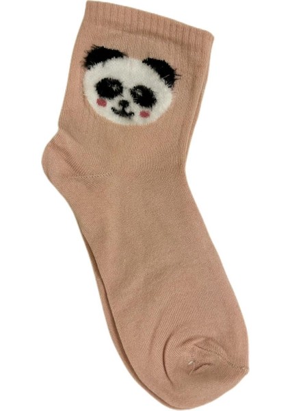 6 Çift Panda Desenli Penye Kadın Çorap