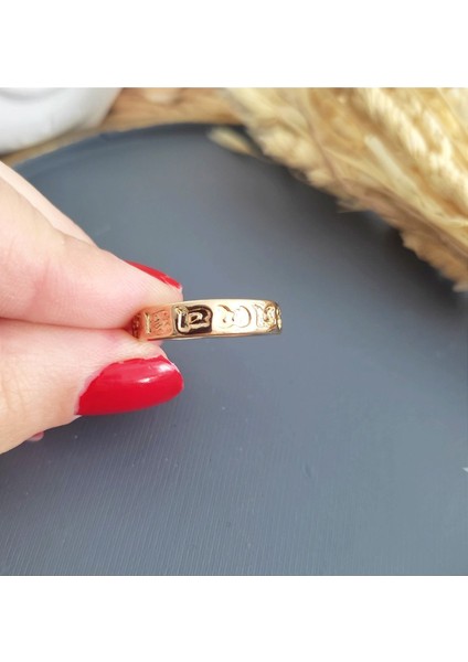 Baskılı Gold Renkli Yüzük