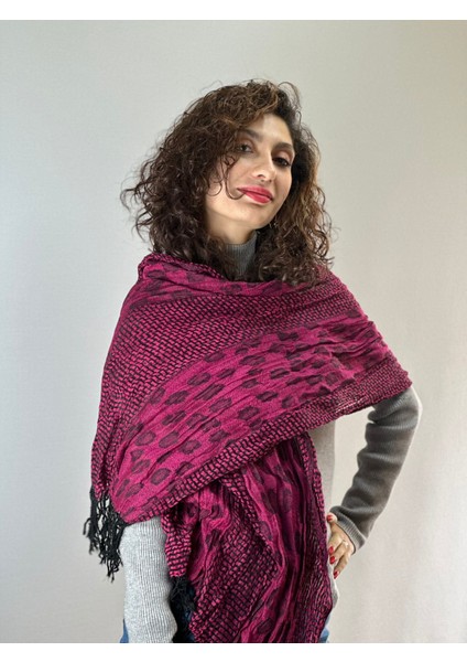 Leopar Desenli Yumuşak Kadın Fular Şal 160X60 cm