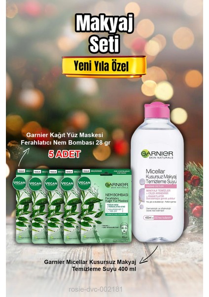 Ferahlatıcı Nem Bombası Maske x 5 ve Micellar Makyaj Temizleme Suyu