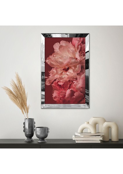 Gümüş Aynalı Pleksi Çerçeveli Pembe Şakayık Çiçeği Tablo fiyatları