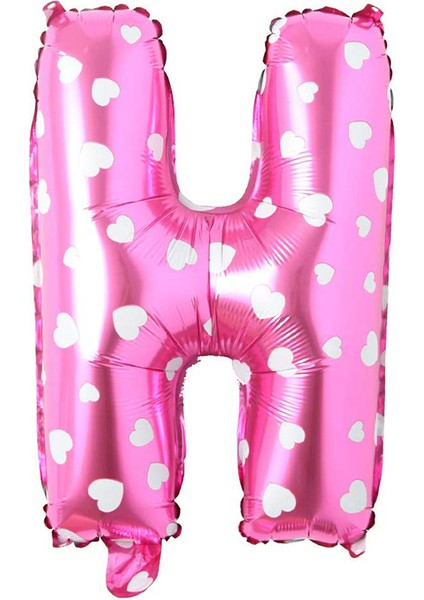 H Harf Pembe Folyo Balon 16 Inç 36 cm