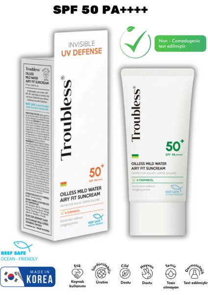 Oilles Mild Water Airy Fit Suncream Su Bazlı Yatıştırıcı Güneş Kremi 77 ml