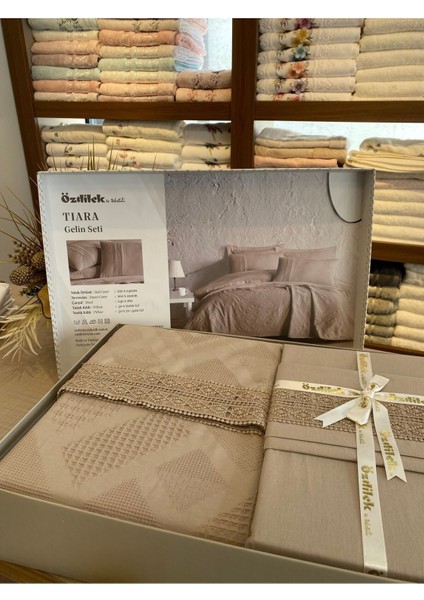 Tiara Kapüçino Pamuk 8 Parça Gelin Seti