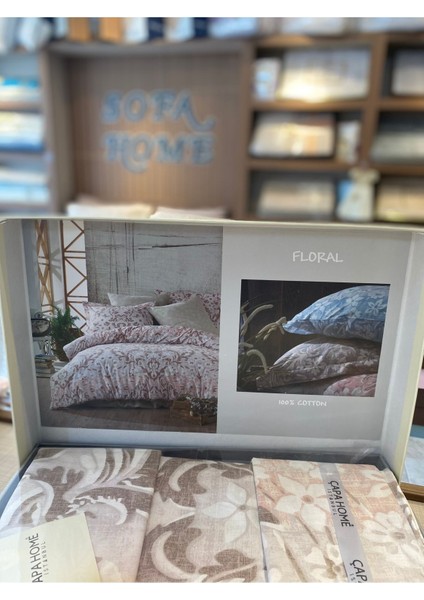 Floral %100 Pamuk Çapa Home Çift Kişilik Nevresim Takımı